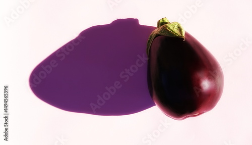 Eggplant Fresh Vegetable Long Shadow Light Background Minimal Natural Organic Healthy Photography