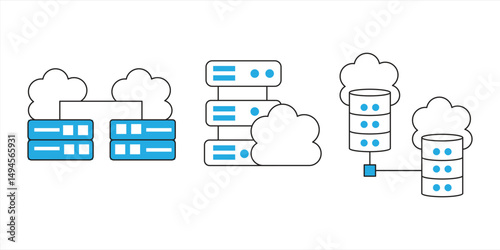 cloud computing icon, Data storage concept and technology, isolated on white background, vector illustration.