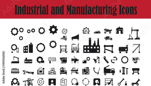 Energy & Power Plant Icons – Oil Refinery, Wind Turbines, Solar Panels, Nuclear, Electricity, Pipelines, Renewable Energy