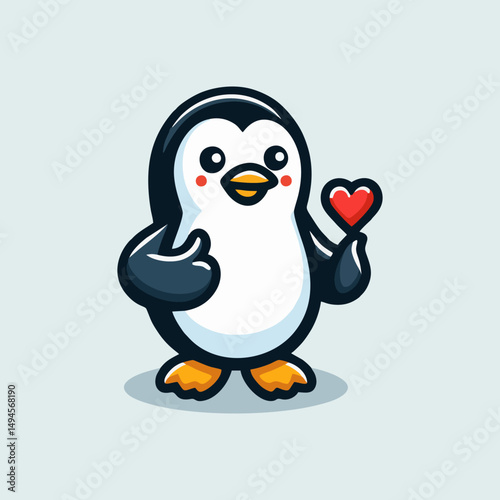 Cartoon Mascot Penguin Character Illustration Cute Funny Adorable Baby Animal Vector Logo Design for Company Brand Merchandise Sticker Print Digital Art Book Comic Emblem Modern Icon Avatar