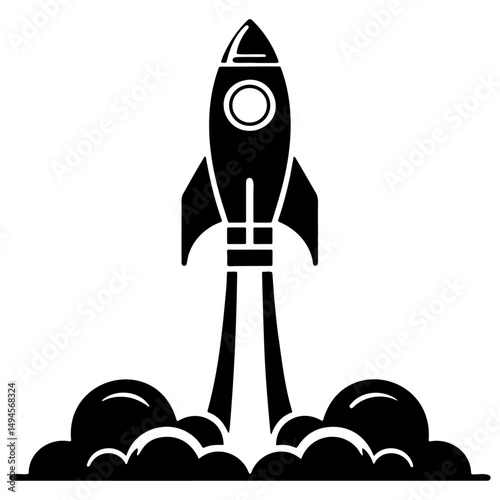 Rocket Launch Illustration.