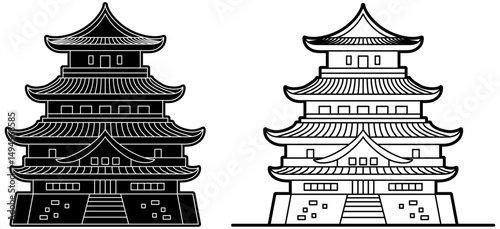 Japanese Castle Illustration.