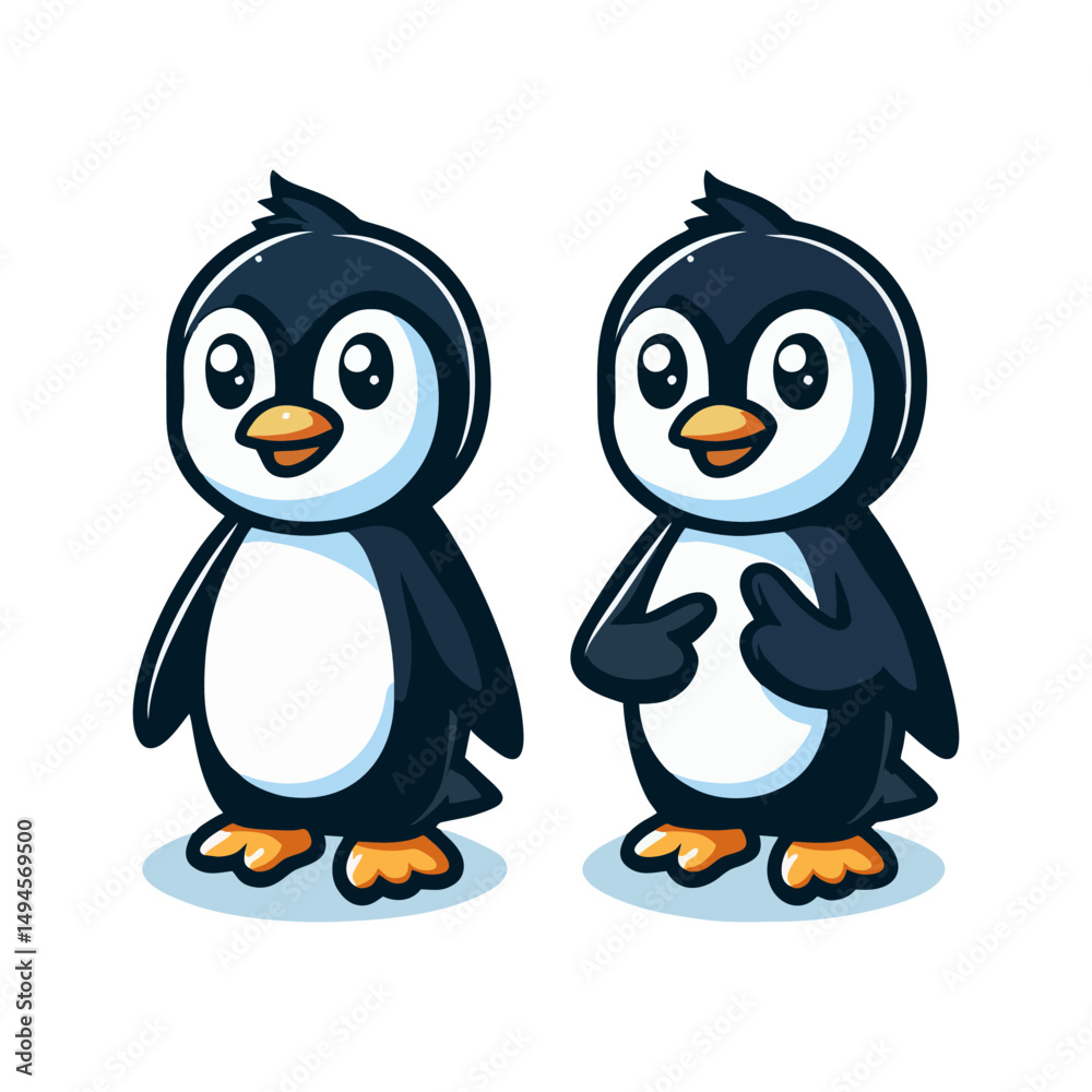 Naklejka premium Penguin mascot vector illustration for animal cartoon character cute bird mascot logo arctic animal emblem funny penguin art adorable character mascot for branding merchandise clipart and printing