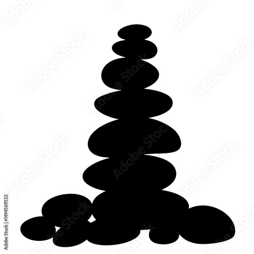 Decorative pebble silhouette arranged on white background, minimalism