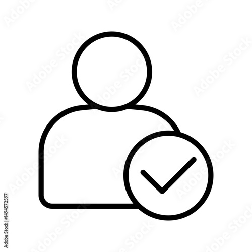 check user icon vector accept person profile avatar with checkmark yes tick symbol, checked user profile account approved icon