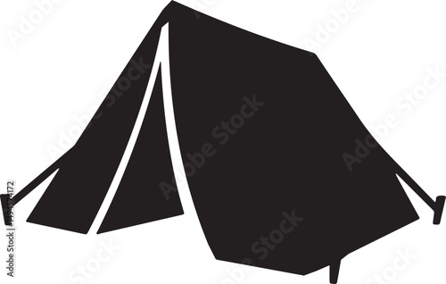 Camping tent silhouette vector illustration, Camper trailer icon vector symbol