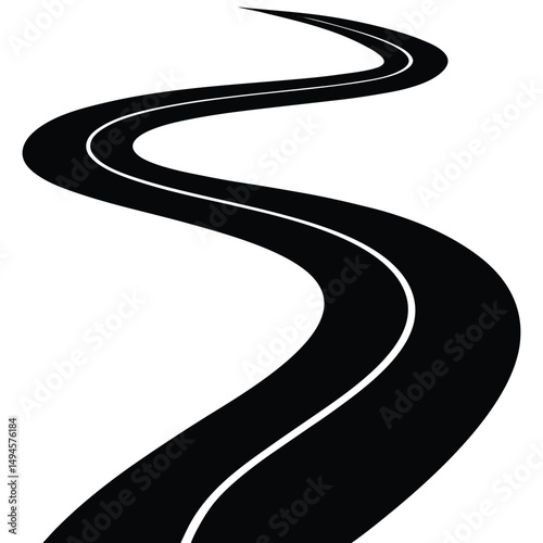 winding curves road silhouette vector art illustration