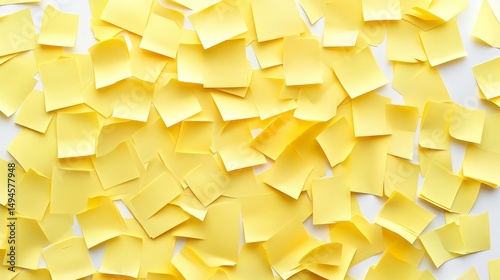 Yellow sticky notes on a white background. Vector image for designs, presentations, ads, and promos. EPS10 file.
