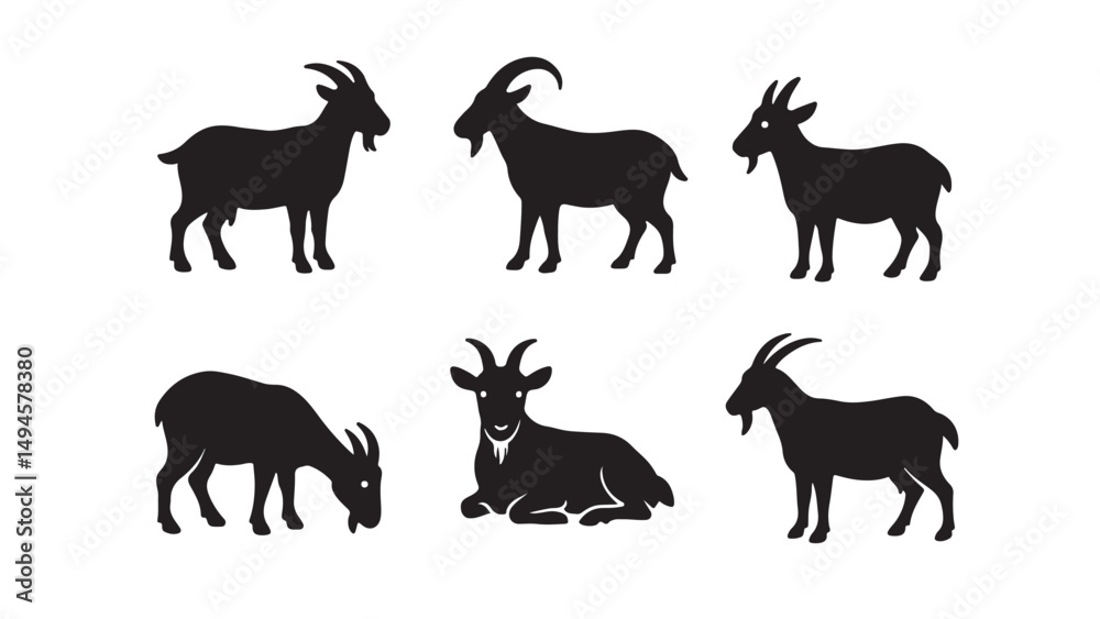 Fototapeta premium Various Goat Silhouette Views