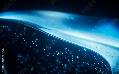 Fototapeta Naklejka Na Ścianę i Meble -  Blue glowing particles in glass geometry, 3d rendering.