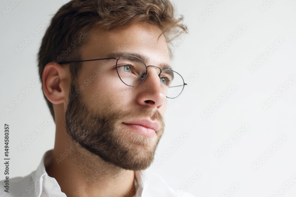 Obraz premium A freelancer on white background, natural light professional photo on white background