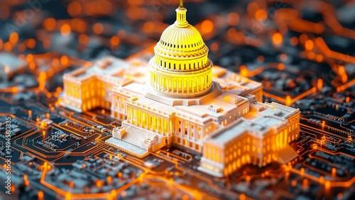 Capitol building on circuit board