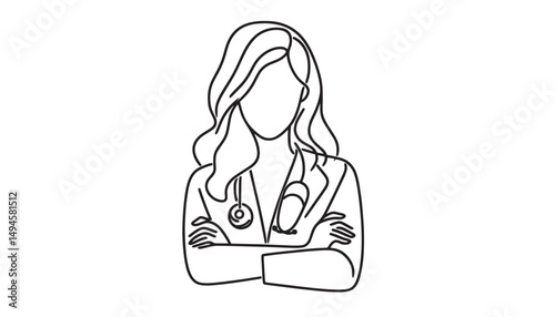 vector illustration of a doctor simple continuous one line drawing