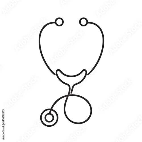 stethoscope vector illustration simple one line drawing