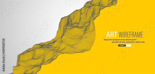 The abstract wave is made in a frame style. Template for science and technology presentation. Vector art.