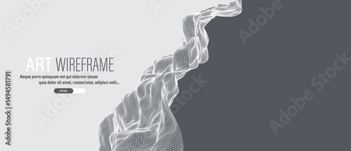 The abstract wave is made in a frame style. Template for science and technology presentation. Vector art.