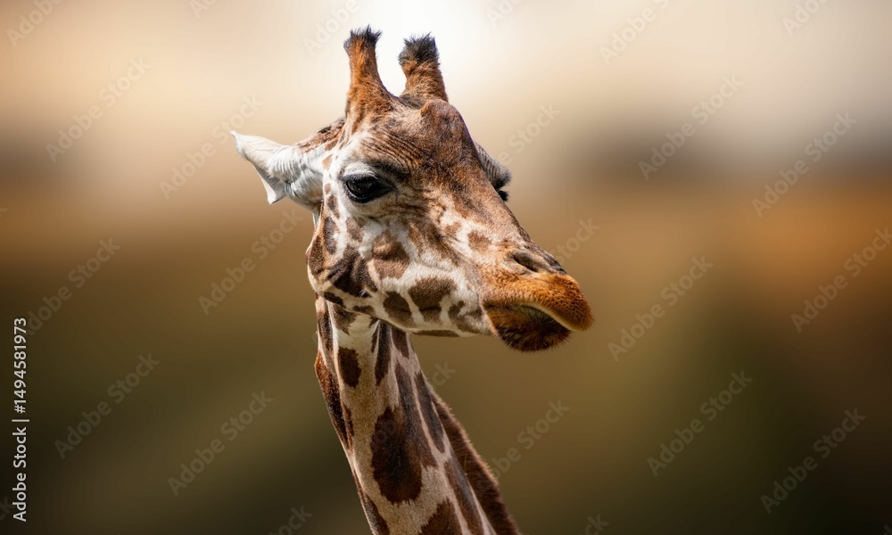 Obraz premium Rare Nubian Giraffe Face with Blurred Background