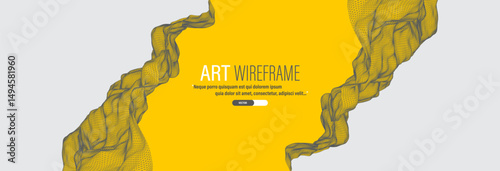 The abstract wave is made in a frame style. Template for science and technology presentation. Vector art.