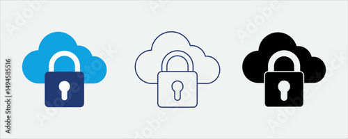 Secure cloud icon for encrypted online storage