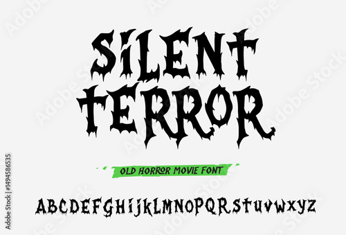 horror font shaped alphabet set. Halloween font mystery type, horror alphabet typeface vector typography set