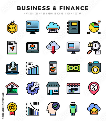 Business & Finance web icons in Lineal Color style.