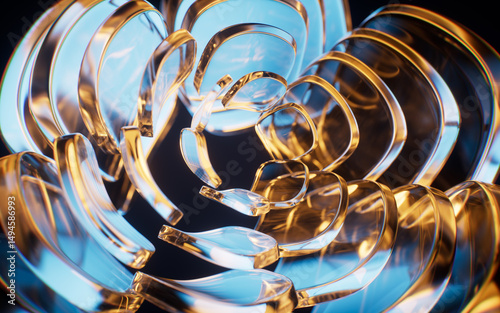 Fototapeta Naklejka Na Ścianę i Meble -  Abstract glass fragment flower background, 3d rendering.