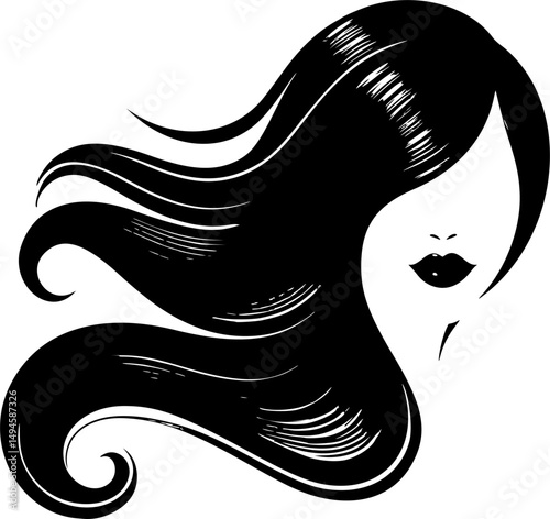 Silhouette of a beautiful girl with long hair. EPS 10 version.