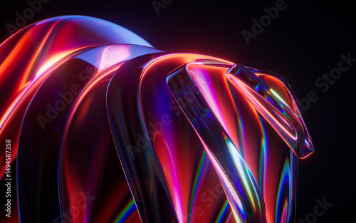 Fototapeta Naklejka Na Ścianę i Meble -  Abstract gradient glass geometry background, 3d rendering.