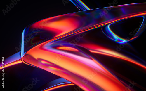 Fototapeta Naklejka Na Ścianę i Meble -  Abstract gradient glass geometry background, 3d rendering.