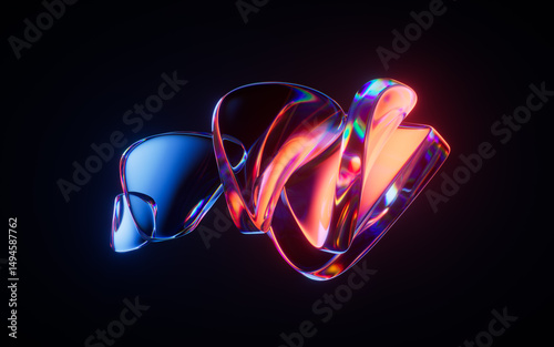 Fototapeta Naklejka Na Ścianę i Meble -  Abstract gradient glass geometry background, 3d rendering.