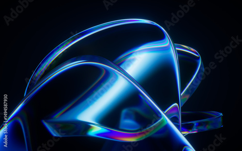 Fototapeta Naklejka Na Ścianę i Meble -  Abstract blue glass geometry background, 3d rendering.