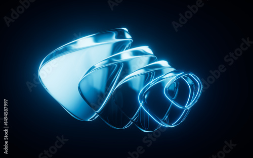 Fototapeta Naklejka Na Ścianę i Meble -  Abstract blue glass geometry background, 3d rendering.