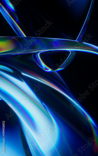 Fototapeta Naklejka Na Ścianę i Meble -  Abstract blue glass geometry background, 3d rendering.