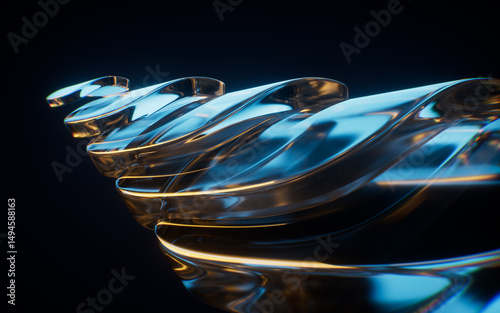 Fototapeta Naklejka Na Ścianę i Meble -  Abstract blue glass geometry background, 3d rendering.