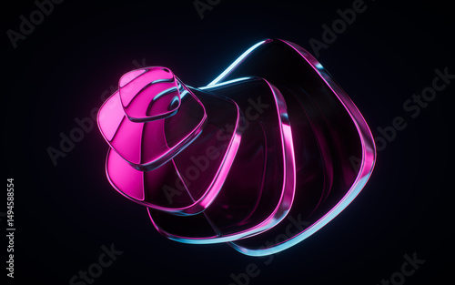 Fototapeta Naklejka Na Ścianę i Meble -  Abstract gradient glass geometry background, 3d rendering.