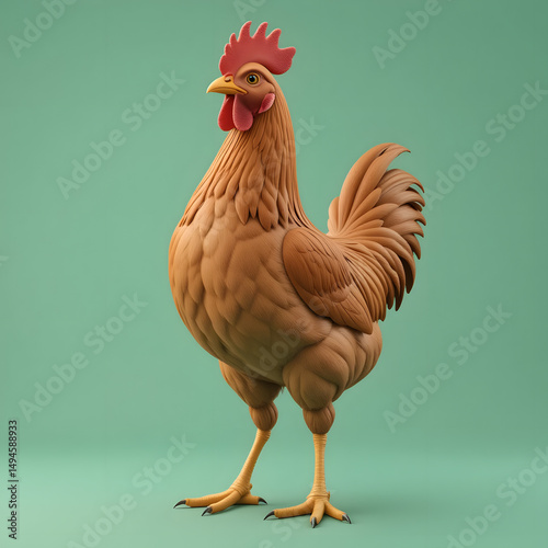 rooster in the farm on green background | red roaster in the farm on green background | Traditional Poultry Scene with Hen and Cockerel in Rural Setting | Rustic Farm Chicken and Rooster Illustration 