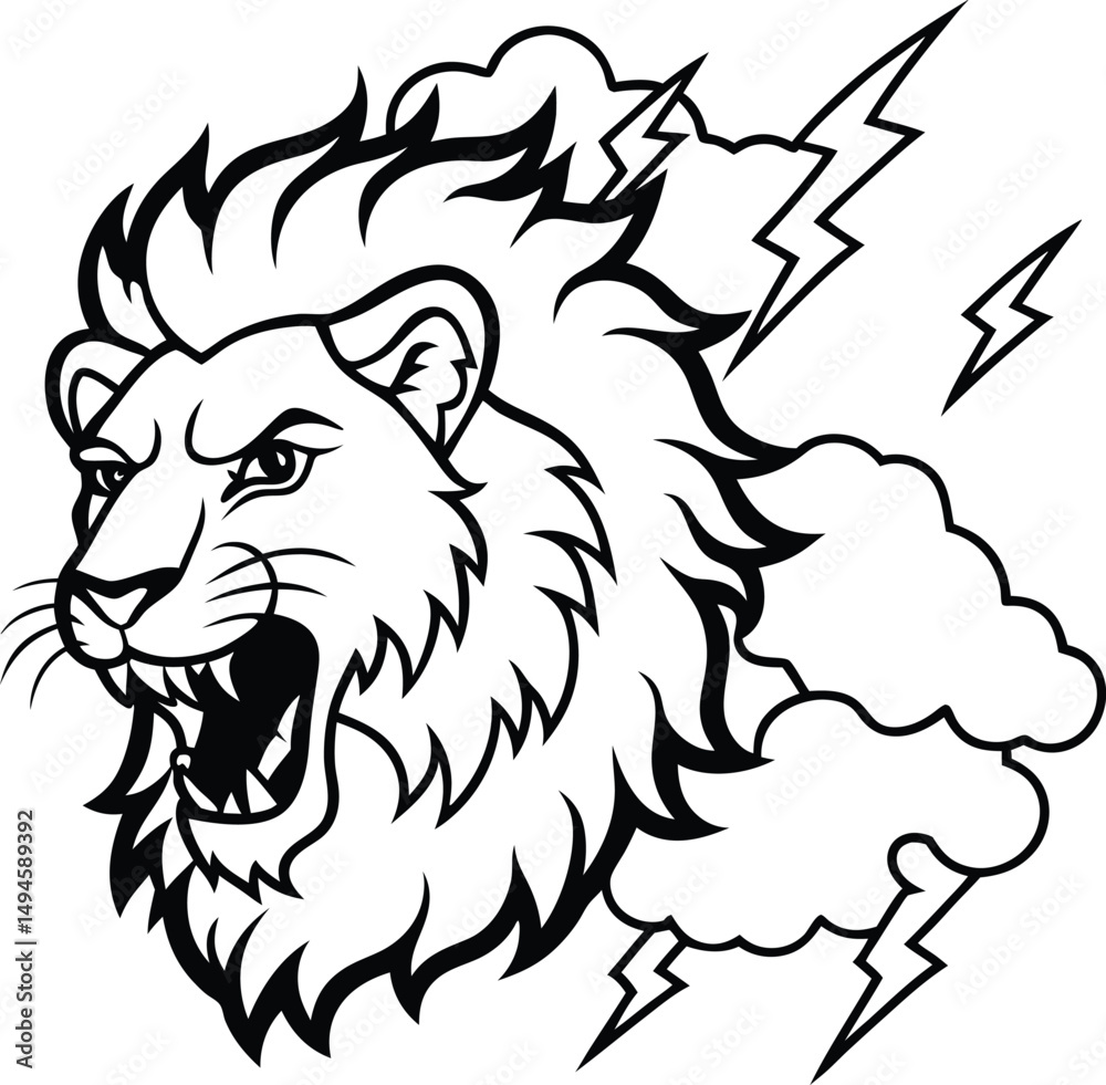 Obraz premium Lion head line art, lion head silhouette, lion clip art