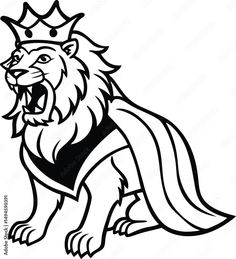 Obraz premium Lion head line art, lion head silhouette