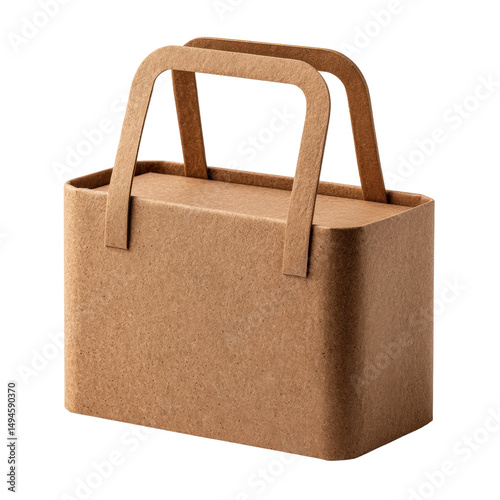 An eco-friendly brown cardboard box with a lid and handle stands ready for picnic supplies or sustainable packaging against a clean, bright white background.