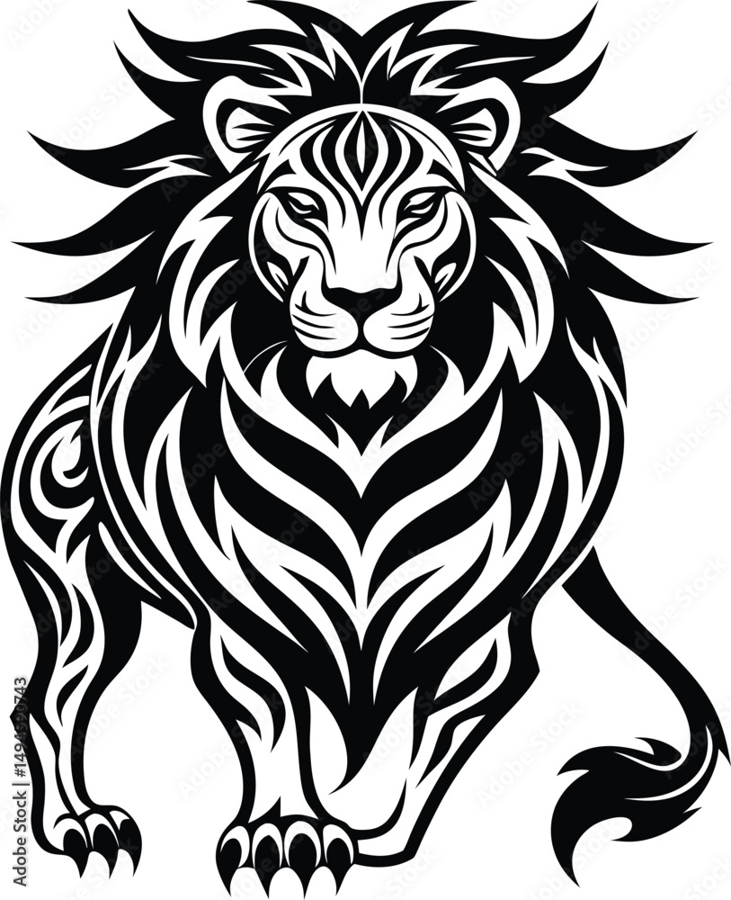 Fototapeta premium Lion head line art, lion head silhouette, lion clip art