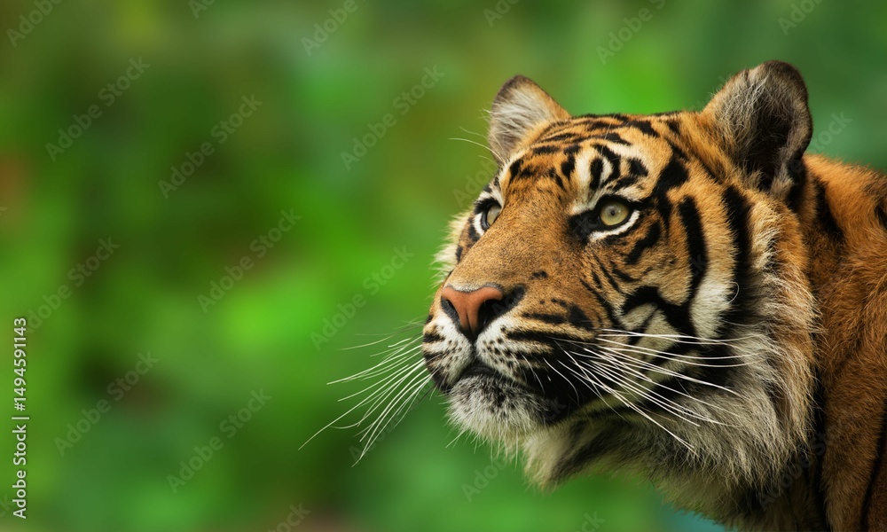 Fototapeta premium Critically Endangered Sunda Island Tiger in Tropical Forest