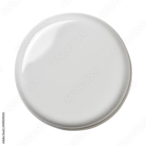 A pristine white circular object reflects light against a clean background, showcasing simplicity and minimalism in a studio shot with smooth, rounded edges.