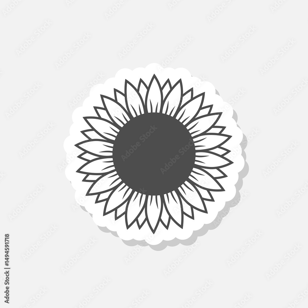 Sunflower simple icon sticker isolated on gray background Sunflower simple icon sticker isolated on gray background