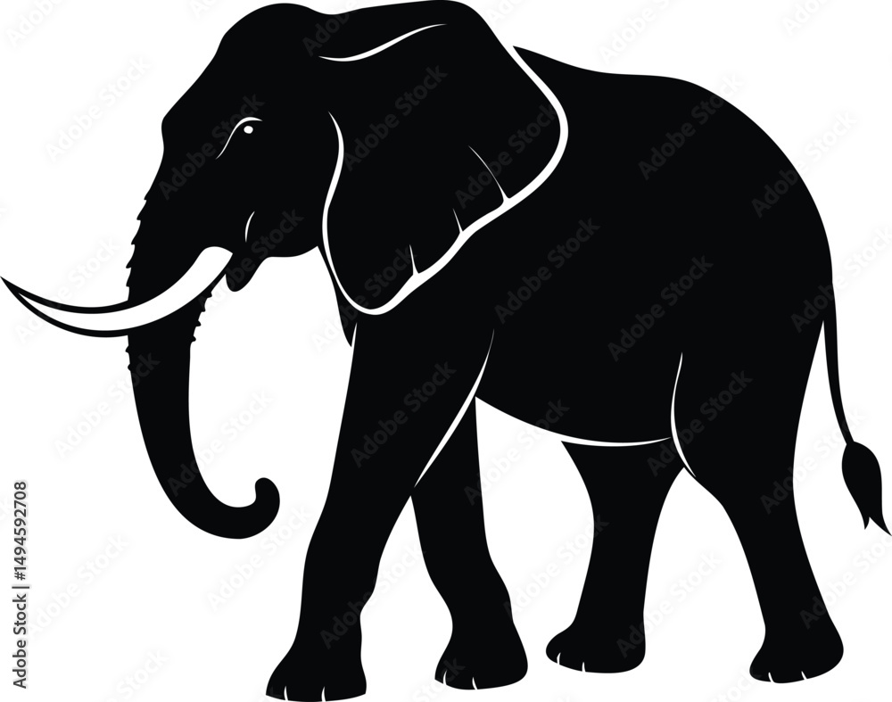 Fototapeta premium Elephant silhouette, Animal silhouette, Elephant