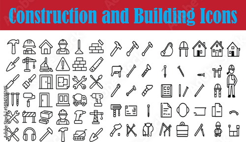 Repair and Service thin line icons set. Maintenance, Screwdriver - Architectural Blueprint & Building Plan Icons – CAD Symbols, Construction Phases, Structural Engineering, Urban Planning