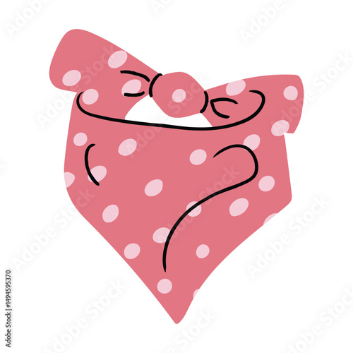 Pet pink scarf element vector design on white background illustration for cliparts, sticker, print, pet shop.