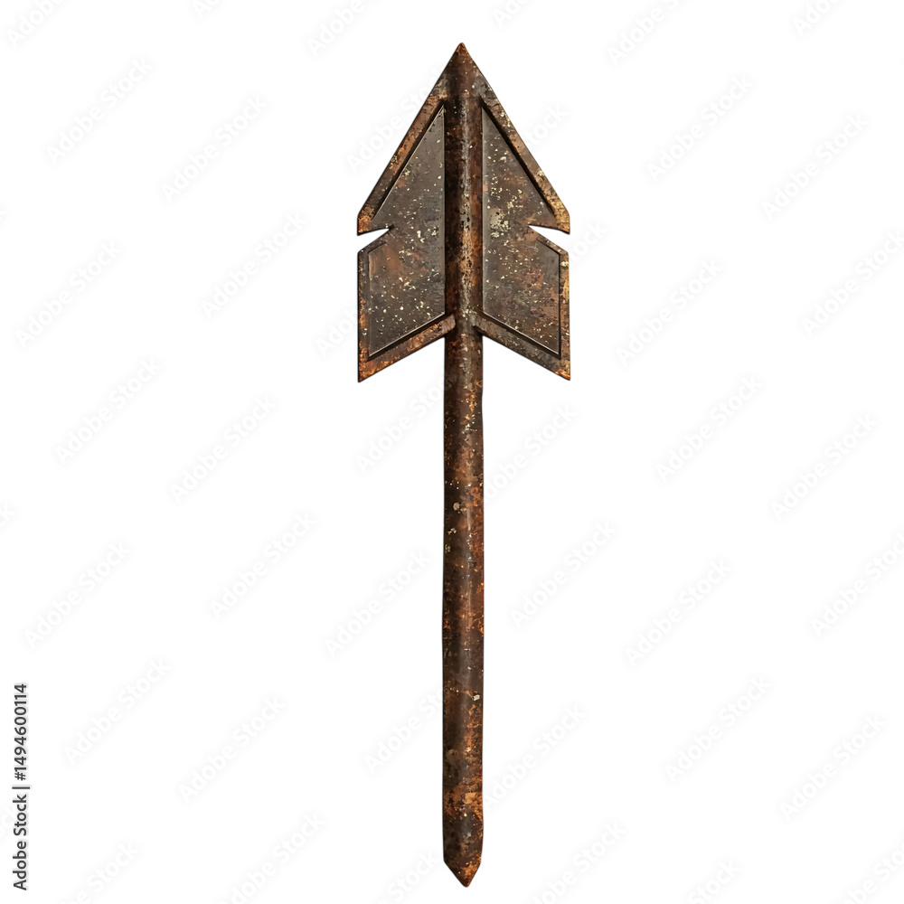 Bold Arrow with Rugged Distinctive Edges in Forest Isolated on Transparent Background Bold Arrow with Rugged Distinctive Edges in Forest Isolated on Transparent Background