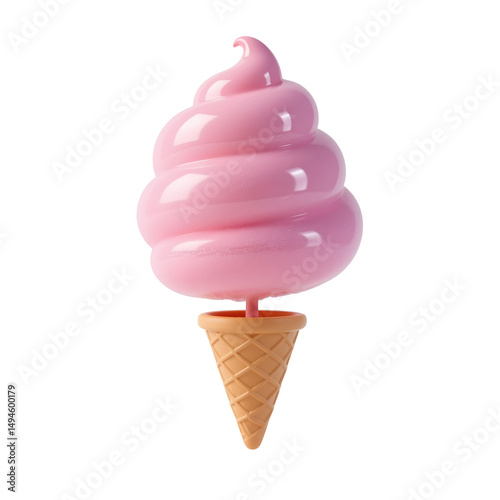  glossy cotton candy puff floating above a cone photo