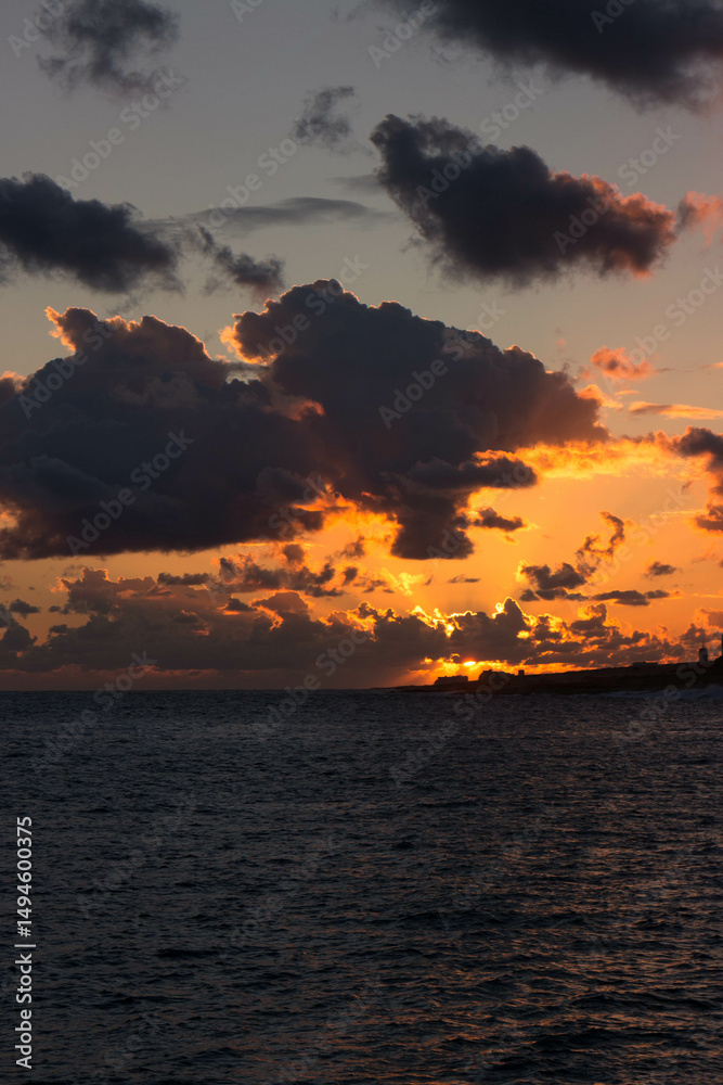 Beautiful sunset sky over sea.