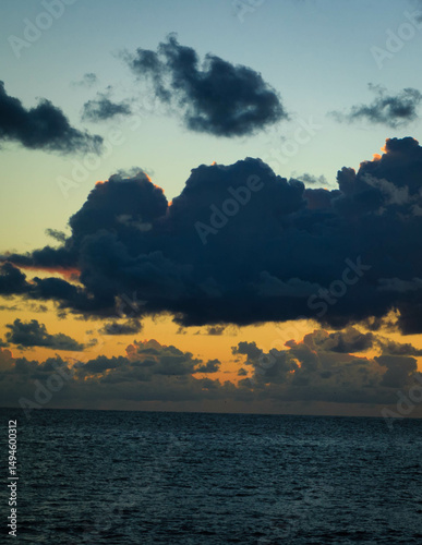 Beautiful sunset sky over sea.